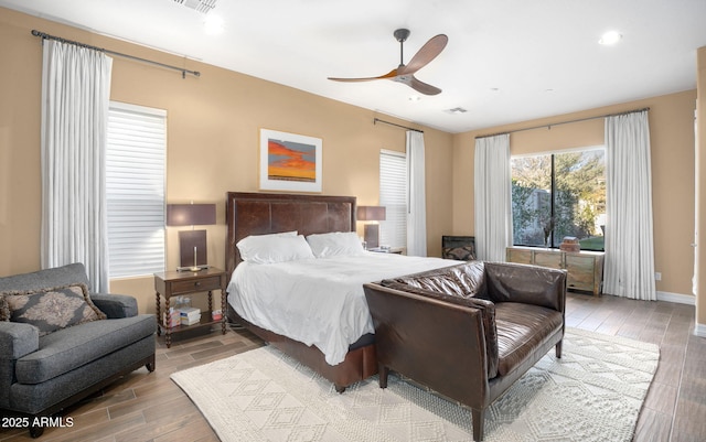 bedroom featuring ceiling fan