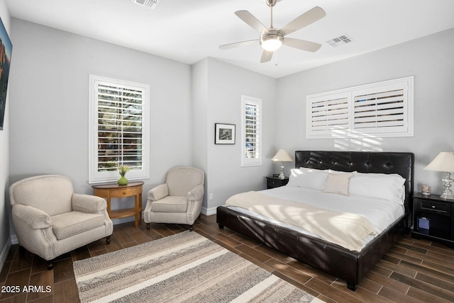 bedroom featuring ceiling fan