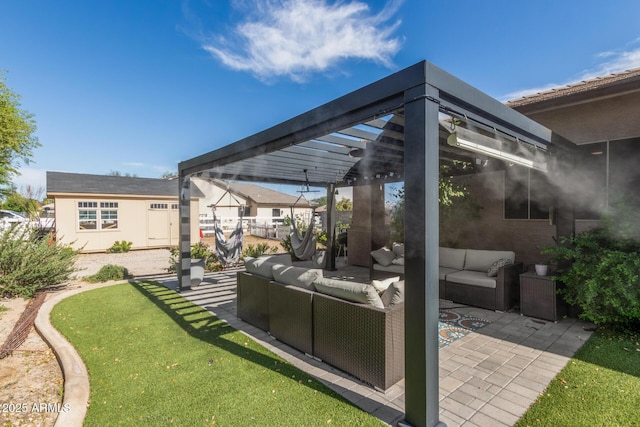 view of patio / terrace featuring a pergola and an outdoor living space
