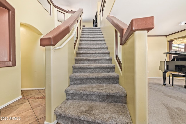 31453 N Blackfoot Dr, San Tan Valley, AZ 85143 - stairs with baseboards and tile patterned flooring