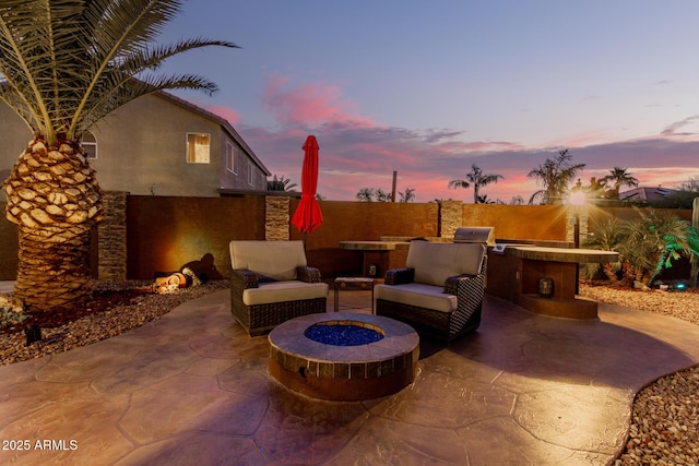 31453 N Blackfoot Dr, San Tan Valley, AZ 85143 - view of patio / terrace featuring an outdoor kitchen and a fire pit
