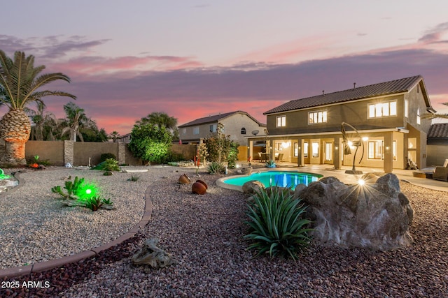 31453 N Blackfoot Dr, San Tan Valley, AZ 85143 - view of swimming pool featuring a fenced backyard and a patio