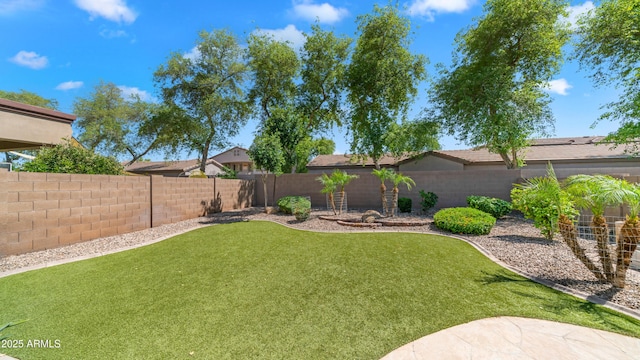 view of yard featuring a fenced backyard