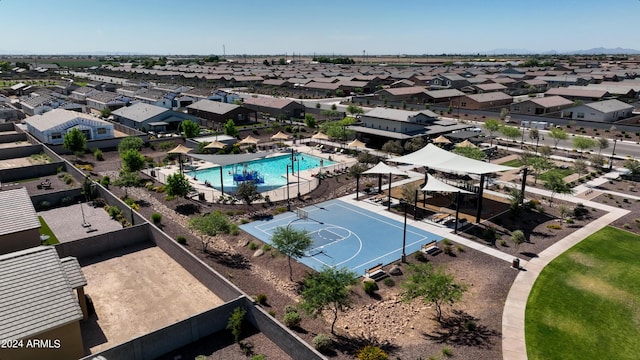 bird's eye view with a residential view