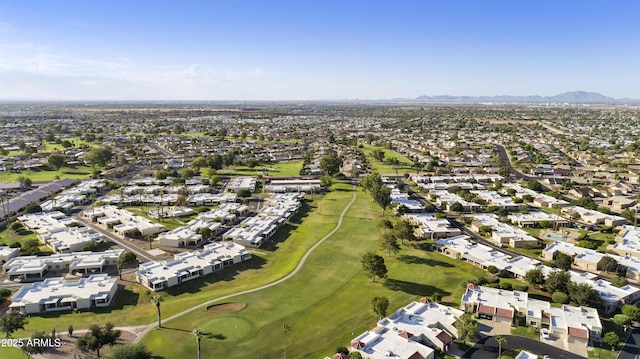 drone / aerial view with a mountain view