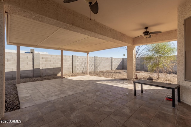 view of patio with ceiling fan