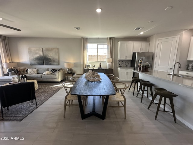 dining room with visible vents