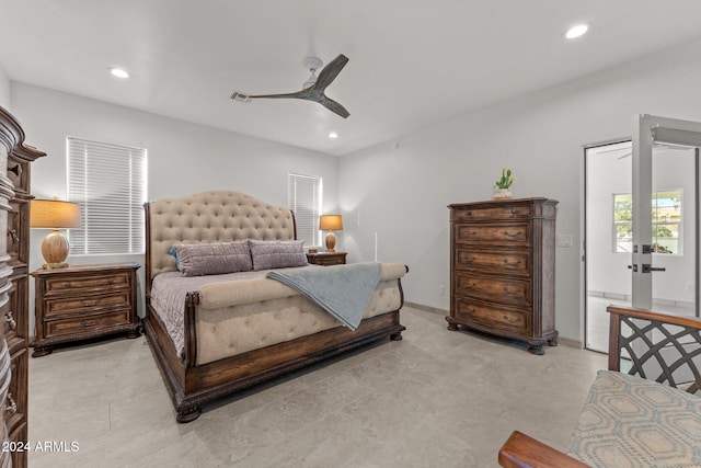 bedroom featuring ceiling fan