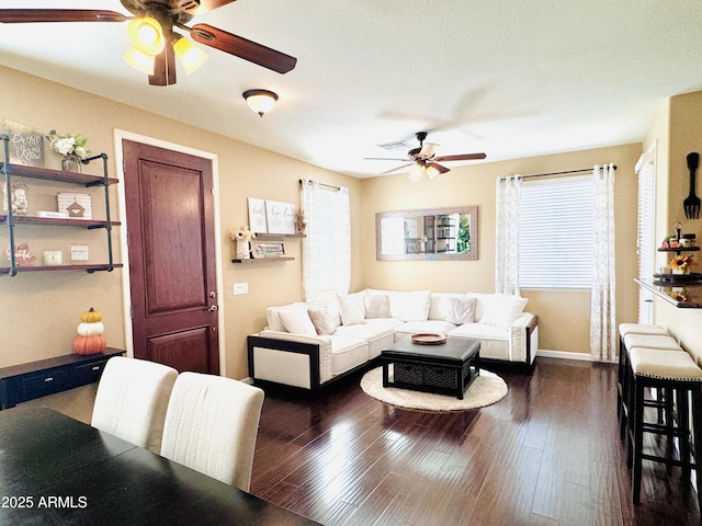 living room featuring dark hardwood / wood-style flooring