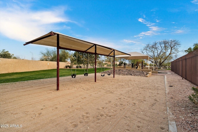 view of community with a playground