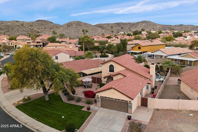 aerial view with a mountain view