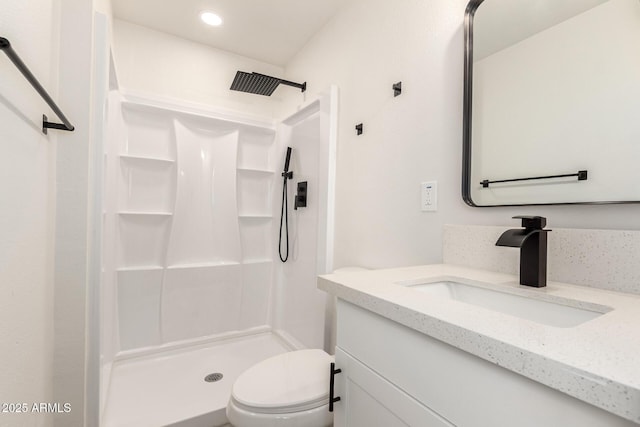 11842 N 30th Dr, Phoenix, AZ 85029 - bathroom featuring a shower stall, recessed lighting, vanity, and toilet
