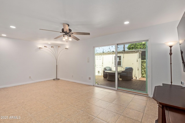 4629 S Mill Ave, Tempe, AZ 85282 - unfurnished room with recessed lighting, a ceiling fan, and light tile patterned floors
