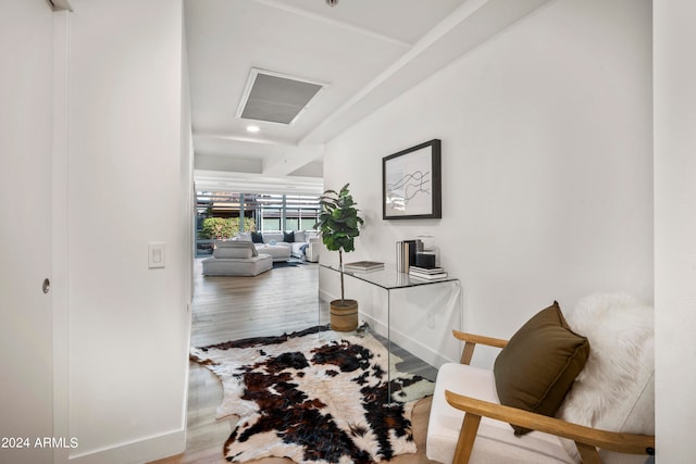 corridor featuring hardwood / wood-style flooring