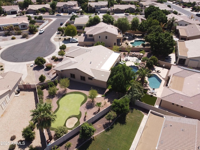 bird's eye view with a residential view