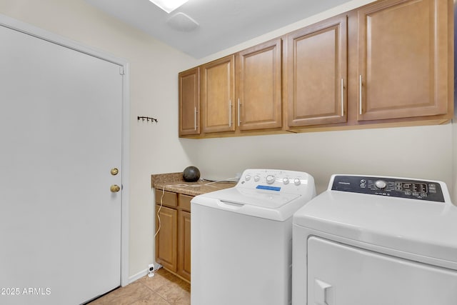30215 N Joshua Tree Dr, Florence, AZ 85132 - laundry area featuring washer and clothes dryer, cabinet space, and light tile patterned floors