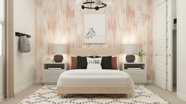25233 N 177th Dr, Surprise, AZ 85387 - bedroom featuring baseboards and a chandelier