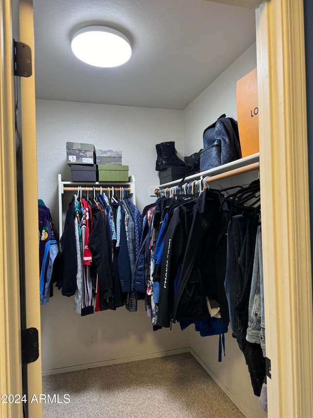 spacious closet with carpet floors