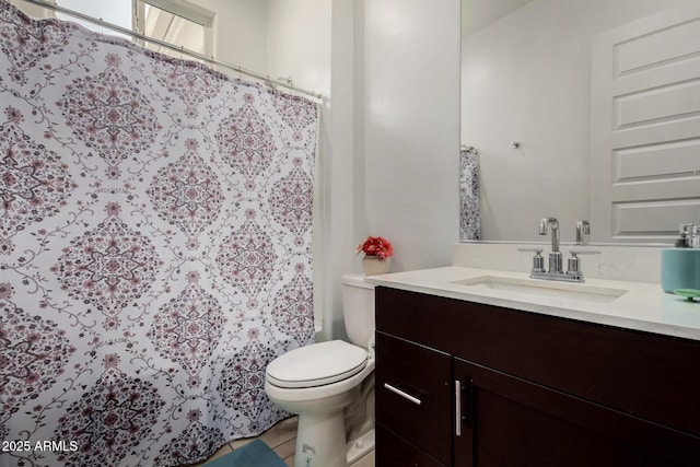 3842 E Bartlett Way, Chandler, AZ 85249 - full bath featuring vanity, toilet, a shower with curtain, and tile patterned flooring
