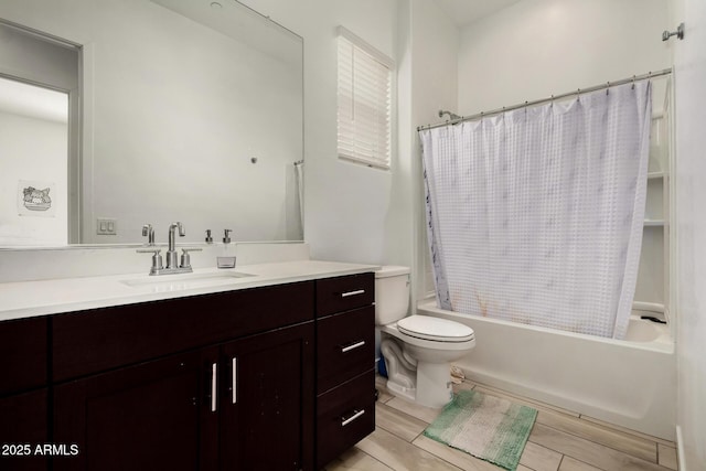 3842 E Bartlett Way, Chandler, AZ 85249 - full bathroom with vanity, shower / bath combo, toilet, and wood finished floors