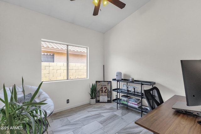 20239 N 39th Dr, Glendale, AZ 85308 - office space featuring ceiling fan, vaulted ceiling, and baseboards