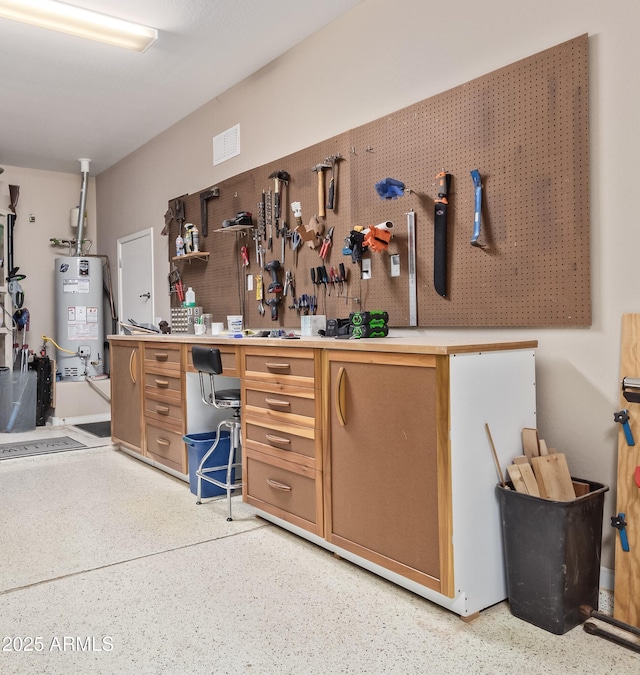 bar with a workshop area and water heater