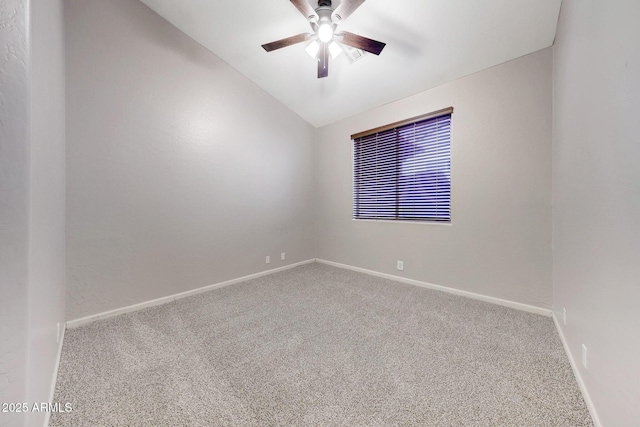 10253 E Indigo Dr, Scottsdale, AZ 85255 - carpeted empty room with vaulted ceiling, ceiling fan, and baseboards