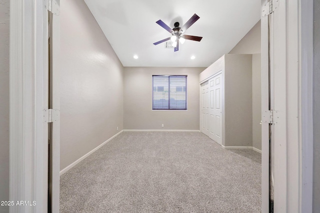 10253 E Indigo Dr, Scottsdale, AZ 85255 - unfurnished bedroom featuring carpet, baseboards, a closet, ceiling fan, and recessed lighting
