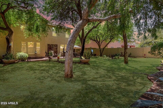 yard at dusk with a patio