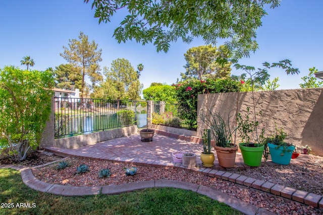 view of patio featuring a fenced backyard
