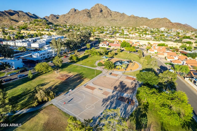 drone / aerial view with a mountain view