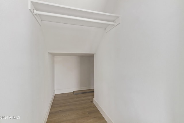 walk in closet featuring hardwood / wood-style flooring