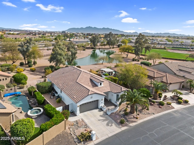 bird's eye view featuring a mountain view