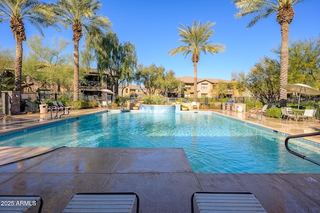 view of pool featuring a patio area