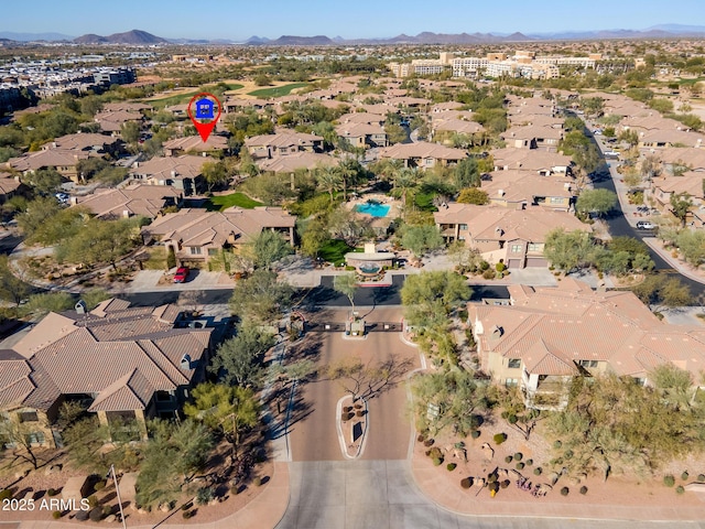 bird's eye view with a mountain view