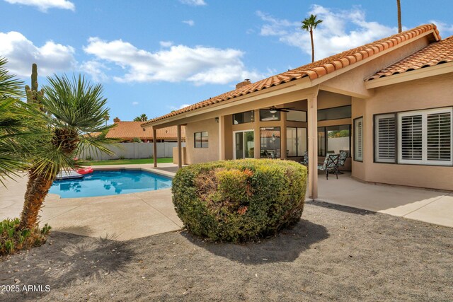 8913 S Forest Ave, Tempe, AZ 85284 - view of swimming pool featuring ceiling fan and a patio