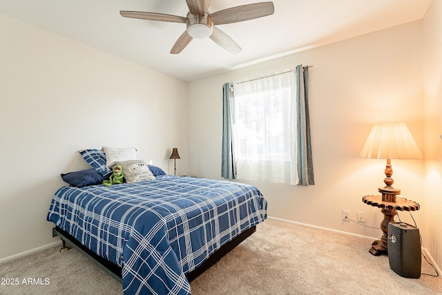 bedroom featuring carpet and ceiling fan