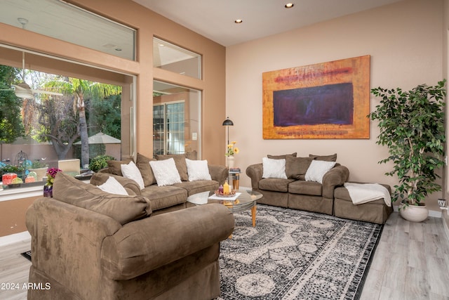 living room featuring light hardwood / wood-style floors