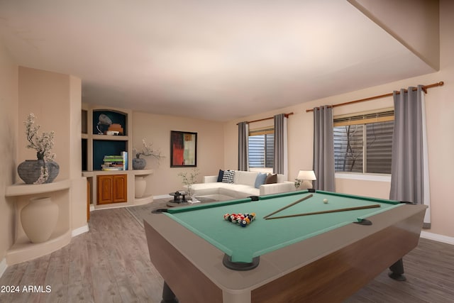 rec room featuring wood-type flooring and pool table