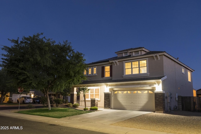 view of front of house with a garage