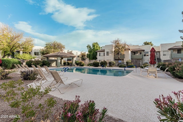 view of pool featuring a patio area