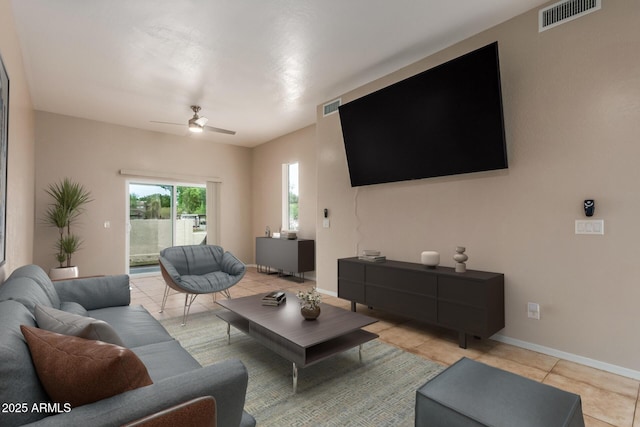 205 N 74th St Unit 166, Mesa, AZ 85207 - living area featuring light tile patterned floors and a ceiling fan