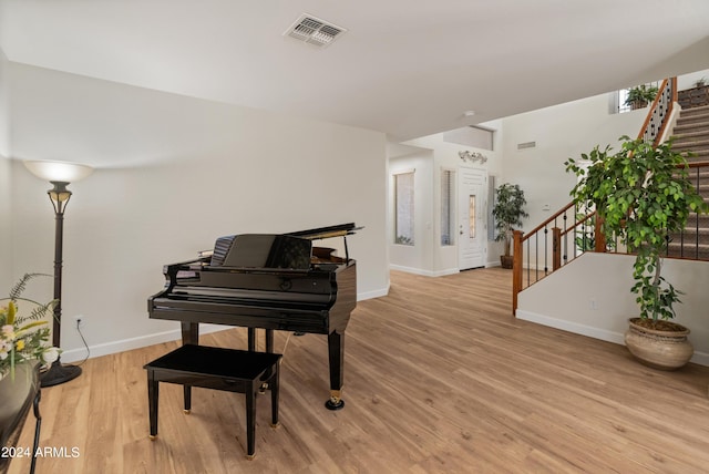 misc room with light hardwood / wood-style flooring