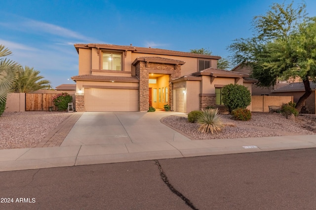 view of front of home featuring a garage