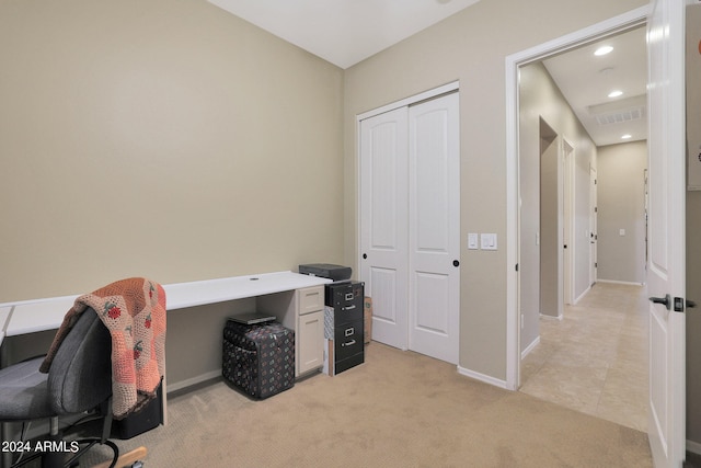 view of carpeted office space