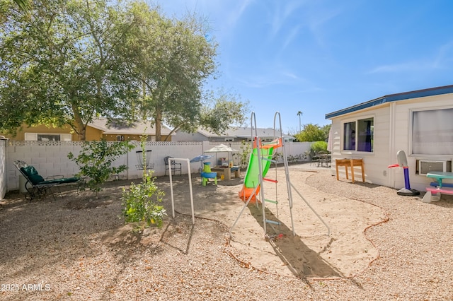 view of yard with a patio area and a fenced backyard