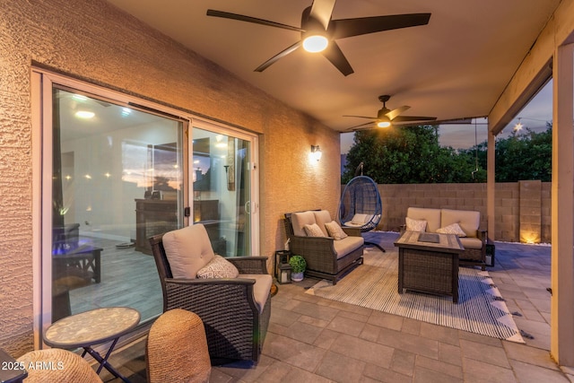 4446 W Kimberly Way, Glendale, AZ 85308 - view of patio / terrace with outdoor lounge area and a ceiling fan