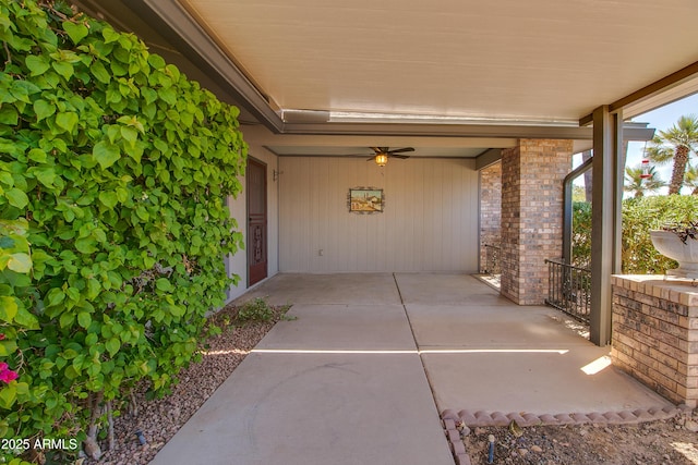 entrance to property with brick siding