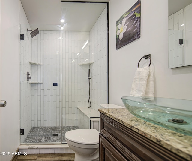 4162 W Sierra St, Phoenix, AZ 85029 - full bathroom with toilet, vanity, and a shower stall