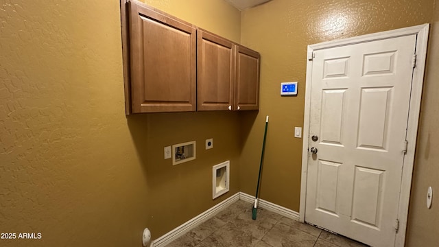 7511 S 45th Dr, Laveen, AZ 85339 - laundry area with washer hookup, cabinet space, baseboards, hookup for an electric dryer, and a textured wall